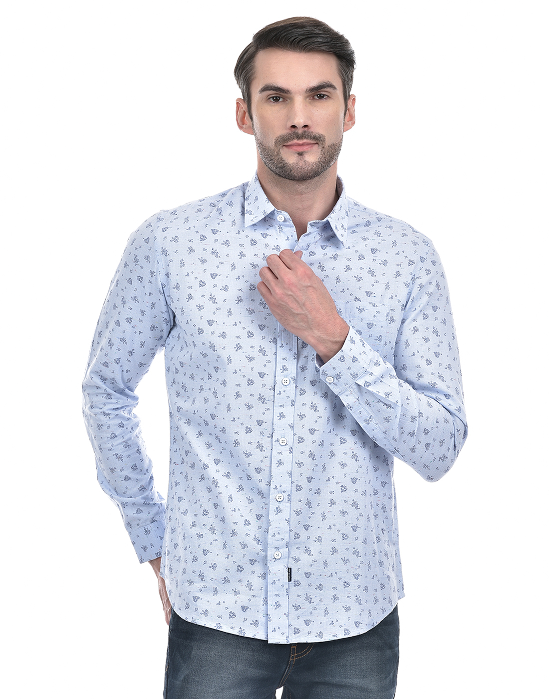 Numero Uno Men Abstract Blue Shirt